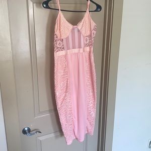 Bubble gum pink lace cocktail dress